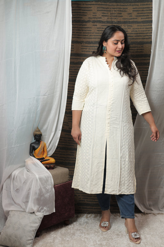 Jaya Off- White Front Slit Kurti