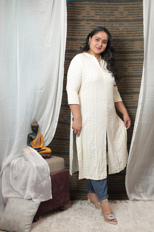 Jaya Off- White Front Slit Kurti